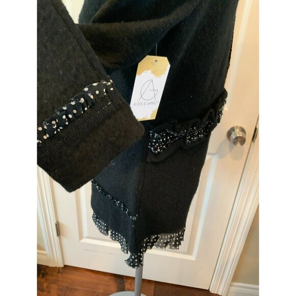 Sparrow Black Cardigan with White Accents - Picture 6 of 10